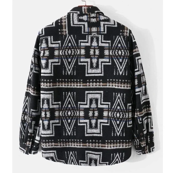 Forever 21 Aztec Print Button Down Woolen lightweight Lapel Shirt Jacket/Shacket - Picture 15 of 15